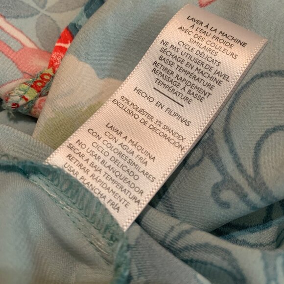 Natori Women's Kaftan Floral Kimono Vibrant Blue Multicolor Sz Large Boho Lounge - Picture 12 of 13